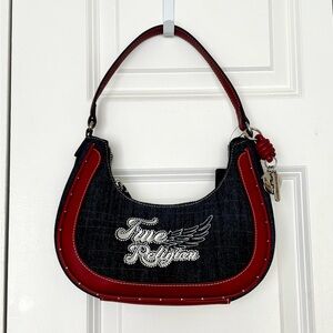 True Religion Crystal Embellished Studded Shoulder Handbag